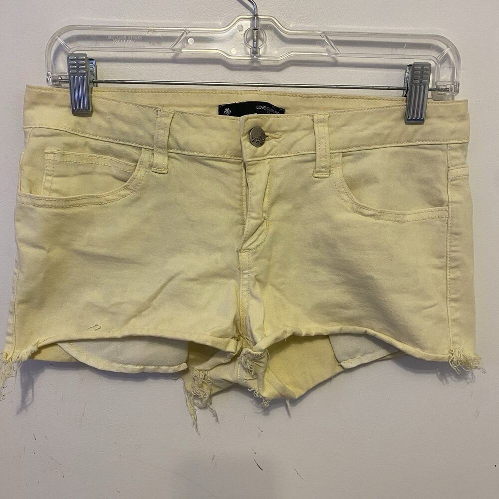Love Culture Jeans Cropped Fringe Distressed Yellow Minio Shorts Women M Casual